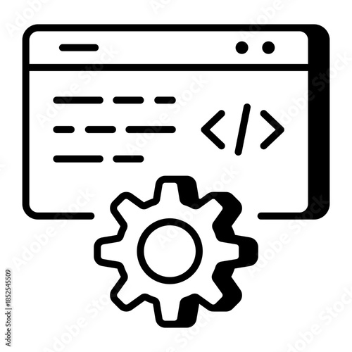 An outline style icon depicting web development