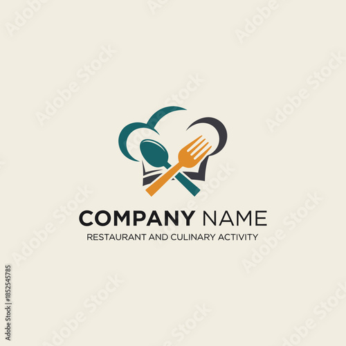 elegant culinary logo featuring chefs hat and utensils for restaurant branding.