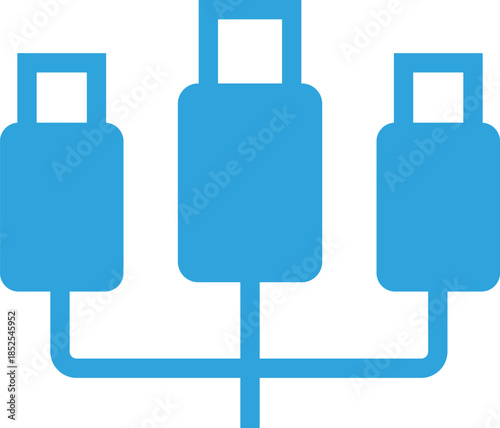 三つ叉のUSB-A端子のアイコンイラスト