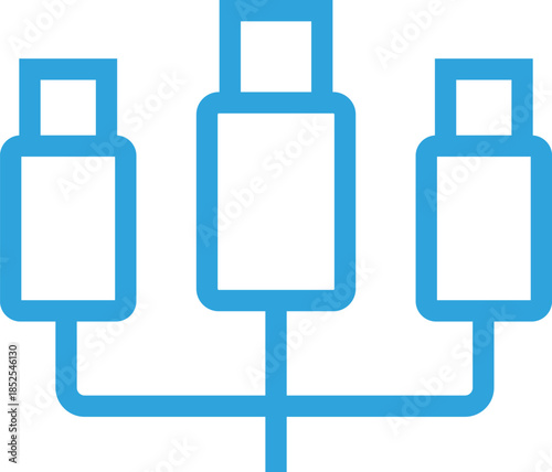 三つ叉のUSB-A端子のアイコンイラスト
