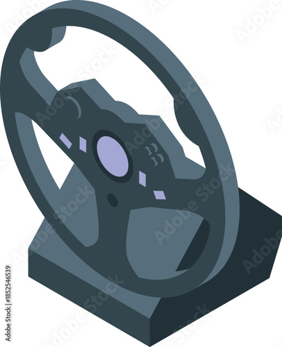 Gaming steering wheel on a stand, offering immersive and realistic racing simulation for video game enthusiasts