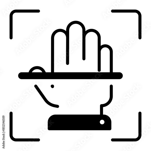 A line style icon showing scan hand