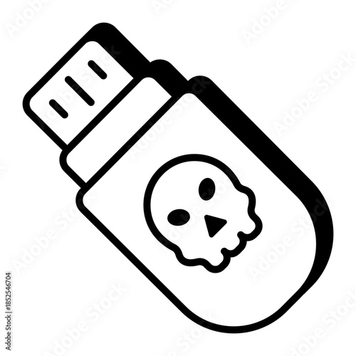 A line style icon showing malware usb