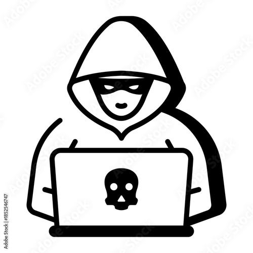 A line style icon showing cybercrime