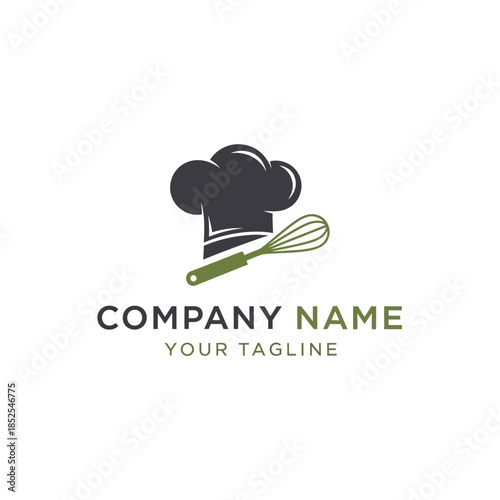 elegant culinary logo featuring chefs hat and utensils for restaurant branding.