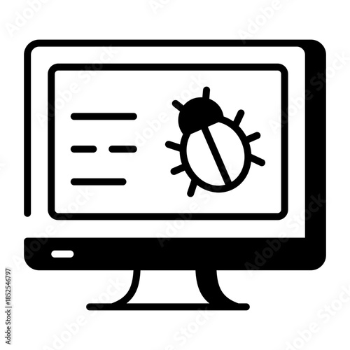A line style icon showing computer virus