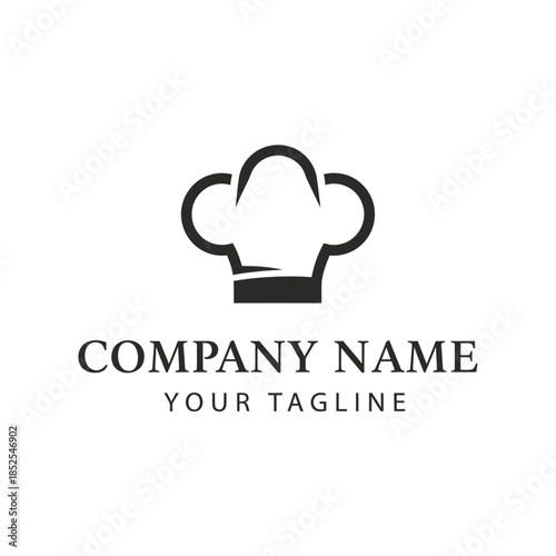 elegant culinary logo featuring chefs hat and utensils for restaurant branding.