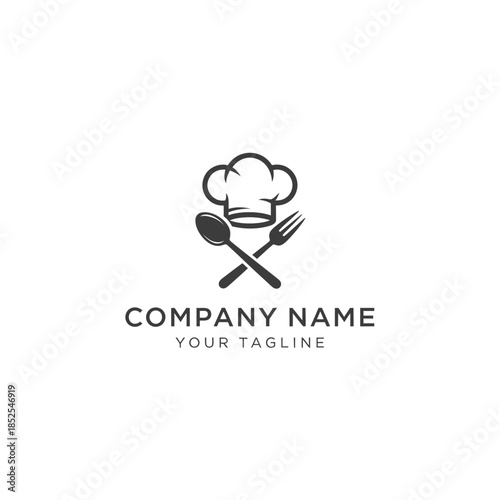 elegant culinary logo featuring chefs hat and utensils for restaurant branding.