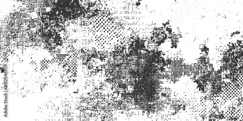 Black and white textured background with halftone dots and grunge effect abstract