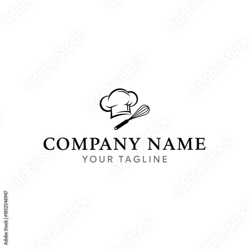 elegant culinary logo featuring chefs hat and utensils for restaurant branding.