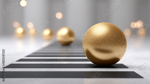 Golden spheres gleam, radiating elegance and sophistication in modern setting