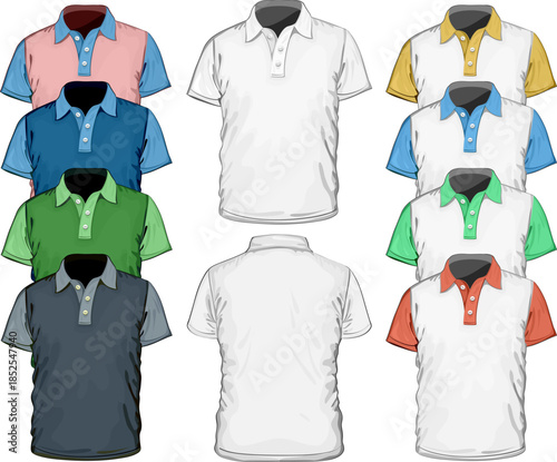 Collection of mens polo shirts in various colors wear