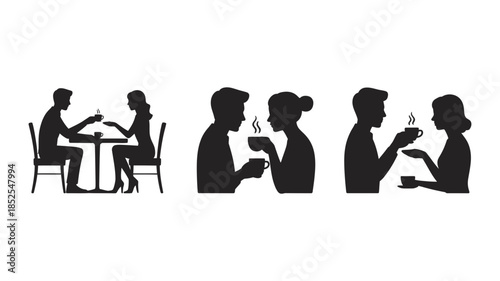 Couple enjoying coffee at a cafe and sharing a warm moment together