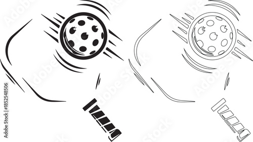 Two rugby balls, one filled and one outlined, on a white background