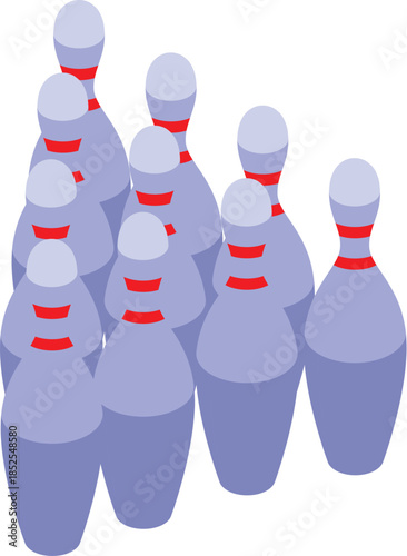 Bowling pins arranged in a triangular formation, awaiting the impact of a bowling ball