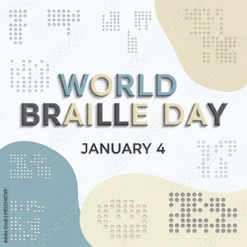 World Braille Day January 4th a conceptual graphic with Braille dots and text celebrating accessibility and literacy for the visually impaired