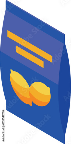 Vacuum sealed blue bag preserving two lemons, maintaining freshness and flavor