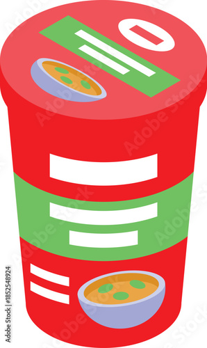 Red plastic food container preserving prepared soup for convenient and quick meals