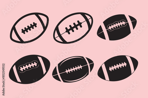 Collection of football silhouettes vector.