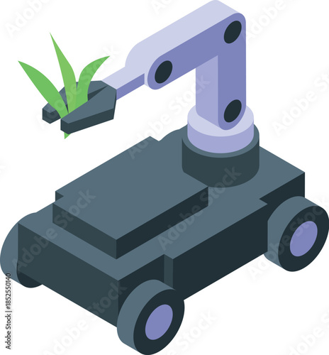 Autonomous robot is harvesting grass in a smart farm using its grabbing tool