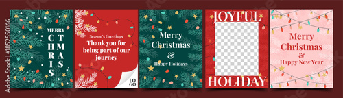 Set of Christmas banner template in a green and red color. Usable for social media post, greeting card, and banner