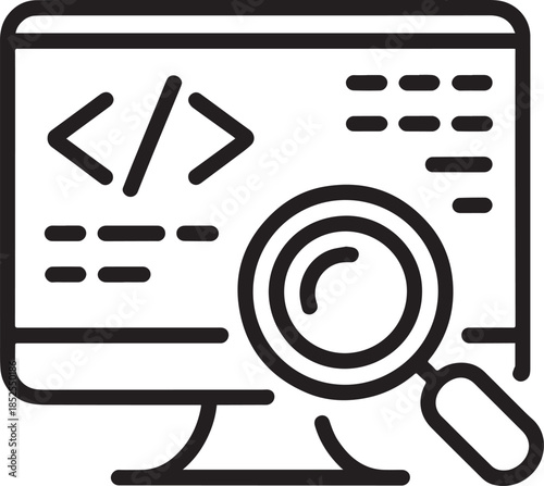 Web Development Coding and SEO Search Icon