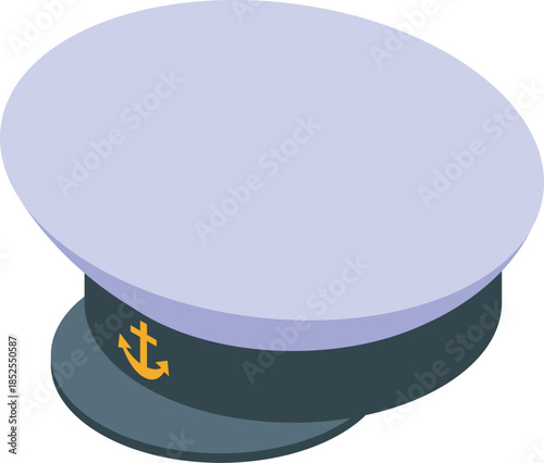 Classic captain's hat featuring a golden anchor emblem, symbolizing maritime authority and seafaring heritage