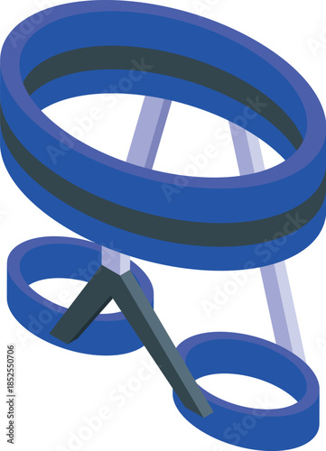 Blue climbing harness ensuring safety during a climbing activity, shown in isometric view