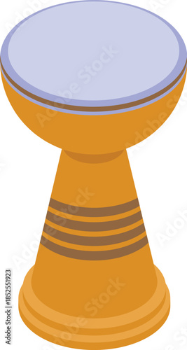 Isometric view of a traditional african drum, representing cultural music and rhythmic expression