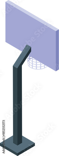 Isometric view of a basketball hoop, ready for the next game