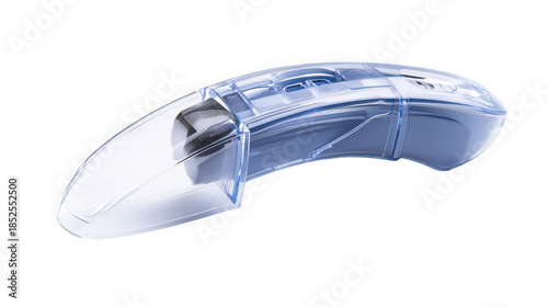 Modern Transparent Ergonomic Wireless Computer Mouse Isolated on White Background