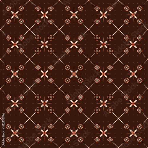 Beautiful traditional vector batik pattern with natural colors.