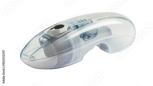 Modern Transparent Ergonomic Wireless Computer Mouse Isolated on White Background
