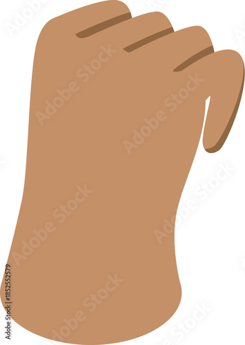 Light brown hand making a gesture with closed fingers pointing downwards