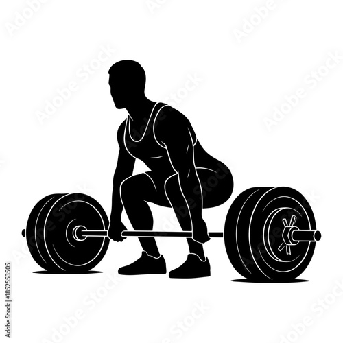 Silhouette of a male weightlifter performing deadlift exercise.