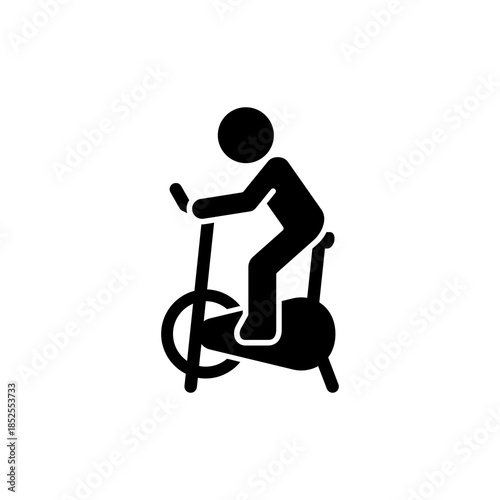 Person cycling on stationary exercise bike icon