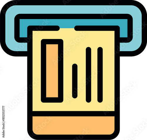 Atm is printing a receipt with bar code and statistics