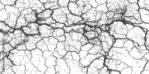 Black cracked texture on white background abstract pattern 3