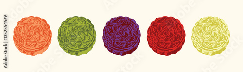 Colorful Mooncake Set Illustration