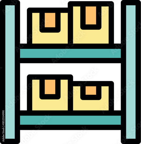 Metal storage rack holding cardboard boxes, representing warehouse organization and efficient logistics