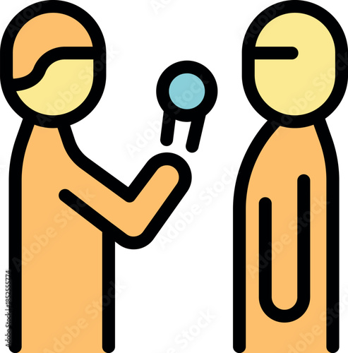 Healthcare professional conducting an eye examination using a lens, assessing patient's vision and eye health