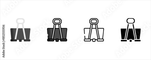 Paper Binder Clip Icon Set for Documents