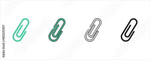 Paper Clip Icon Set for Office Supplies