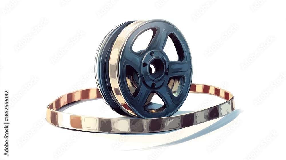 Obraz premium Film reel and strip on white background vector illustration