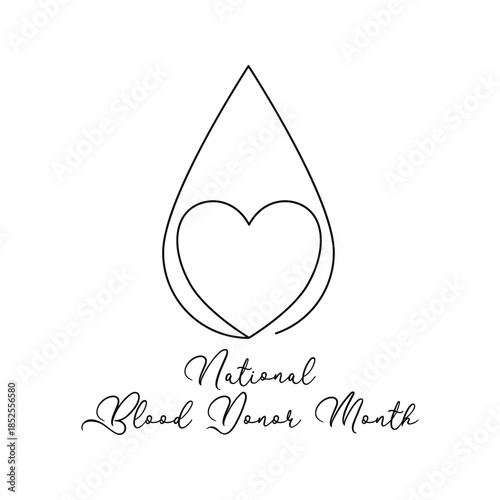 Minimalist National Blood Donor Month Line art Illustration. Suitable for celebration