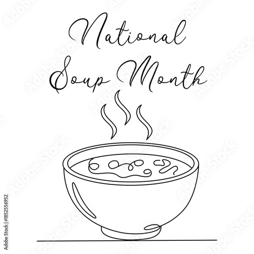 Minimalist National Soup Month Line art Illustration. Suitable for celebration