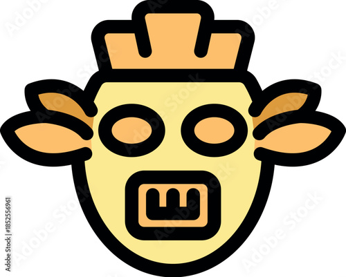 Colorful illustration of a tiki mask, symbolizing polynesian deities and ancestors, embodying protection and spirituality