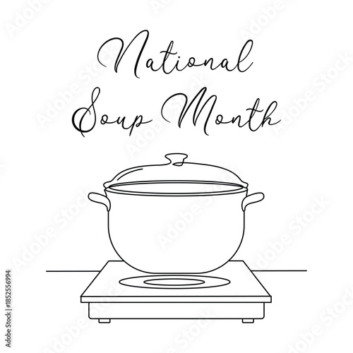 Minimalist National Soup Month Line art Illustration. Suitable for celebration