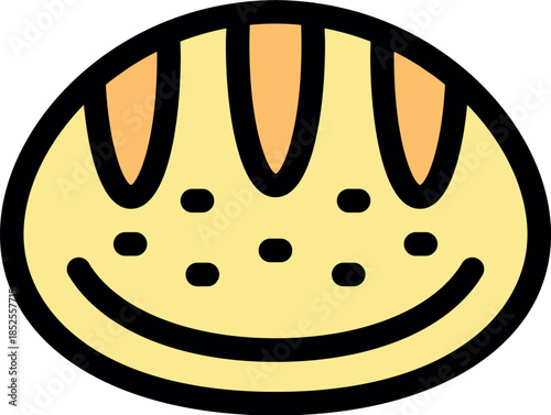 Freshly baked loaf of bread with a smiling face, symbolizing happiness and the joy of baking