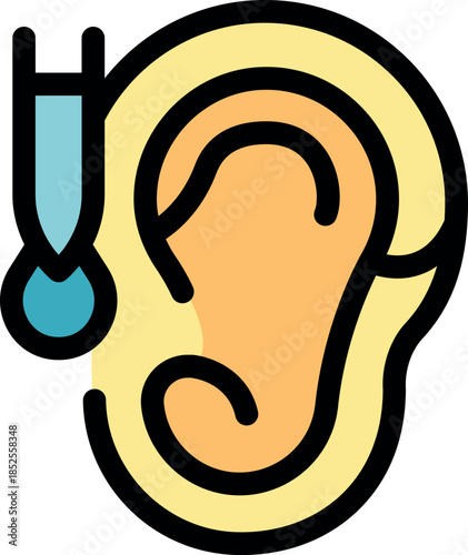 Medical procedure involving applying ear drops to treat an ear infection, highlighting healthcare and treatment